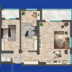 3 otaqlı/studiya- 130.1 m²